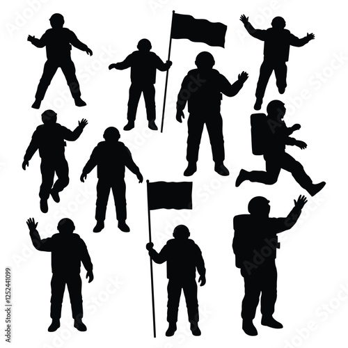 Set of astronaut silhouette  vector with white background