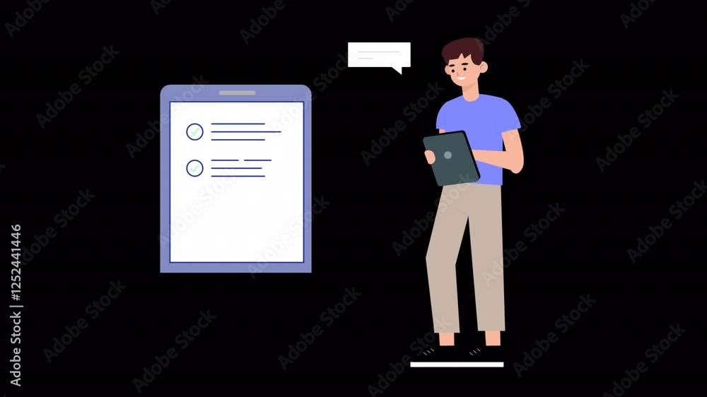 Cartoon People Click On Checklist Animation 4K On Alpha vídeo do Stock ...