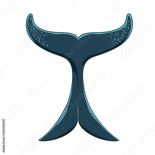 A vector-style illustration of a whale tail fin emerging from the water with dark, bold lines and a clean design photo