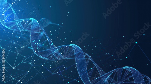 DNA helix digital model, science background, research