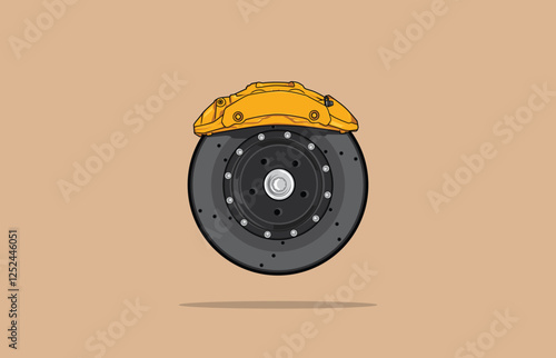 caliper illustration design vector hand-drawn style. vector brake disc
