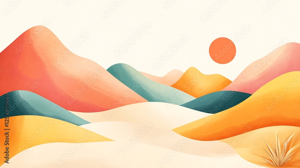 Abstract Pastel Mountainscape Sunset Landscape Abstract Pastel Mountainscape Sunset Landscape