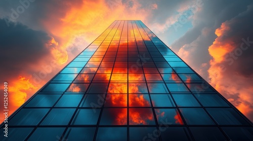Wallpaper Mural Skyscraper Sunset Reflections Colorful Clouds Urban Architecture Modern Design Torontodigital.ca