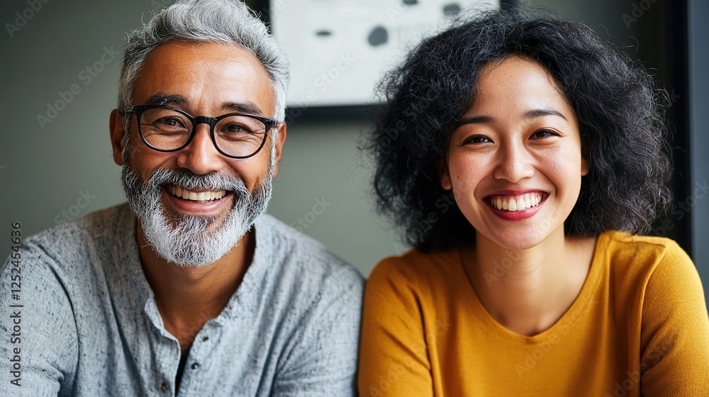 Multiracial individuals smiling warmly, radiating joy and connection in a vibrant, clean composition.