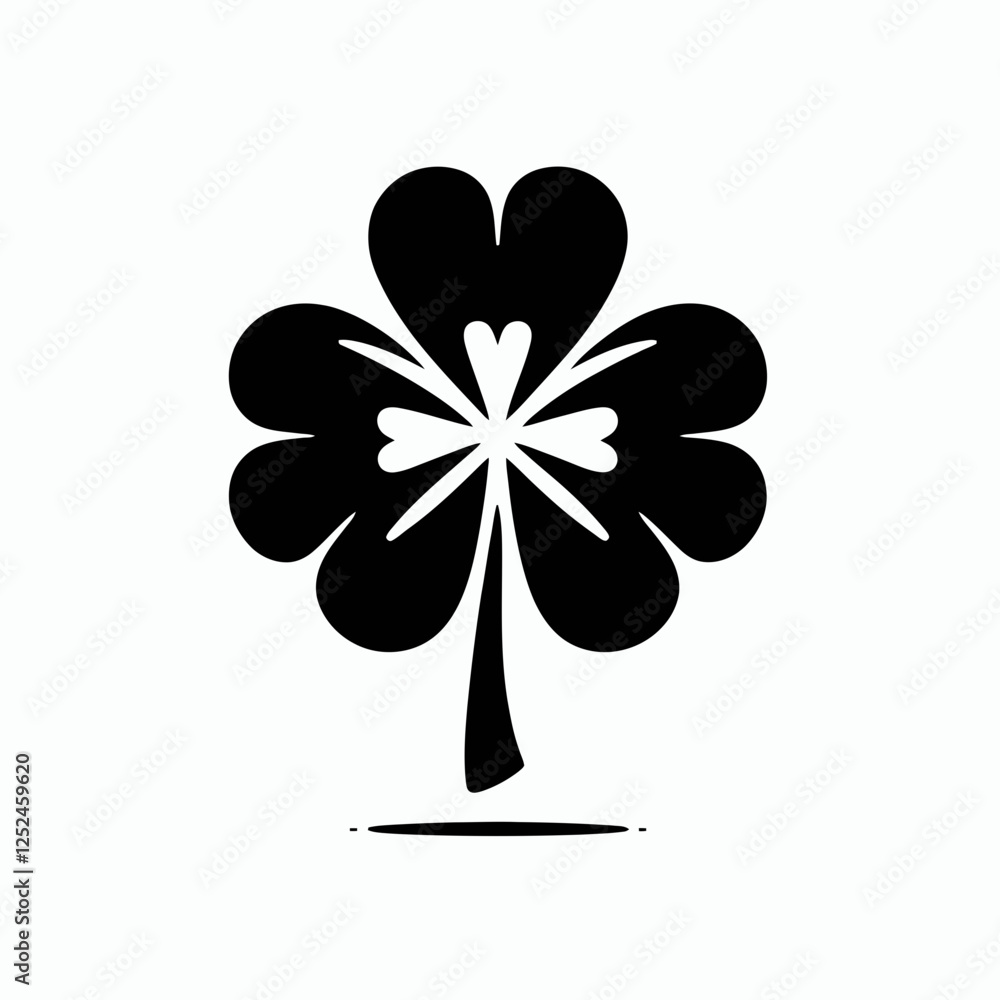Lucky Clover Silhouette in black on a white background Lucky Clover Silhouette in black on a white background