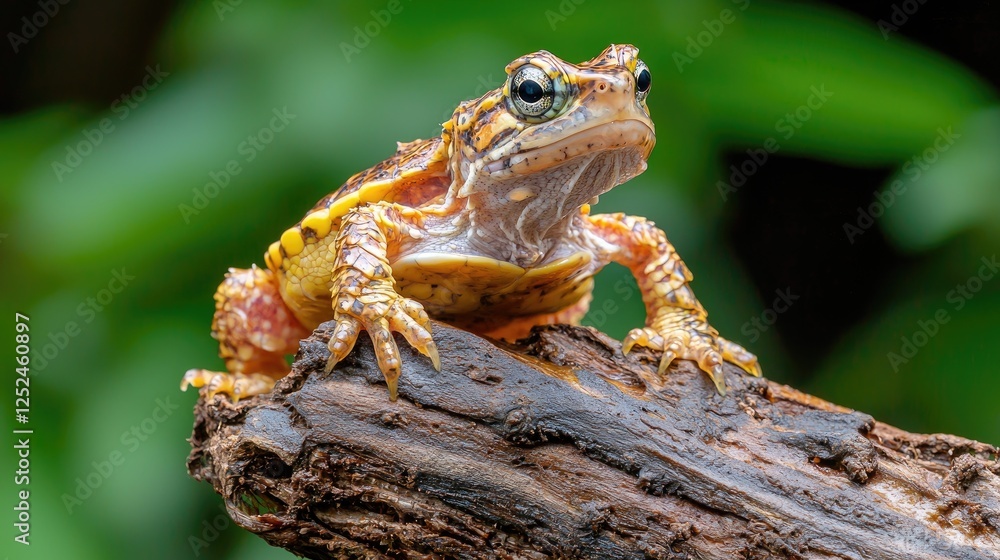 Obraz premium Frog on log in jungle. Possible use Nature photography