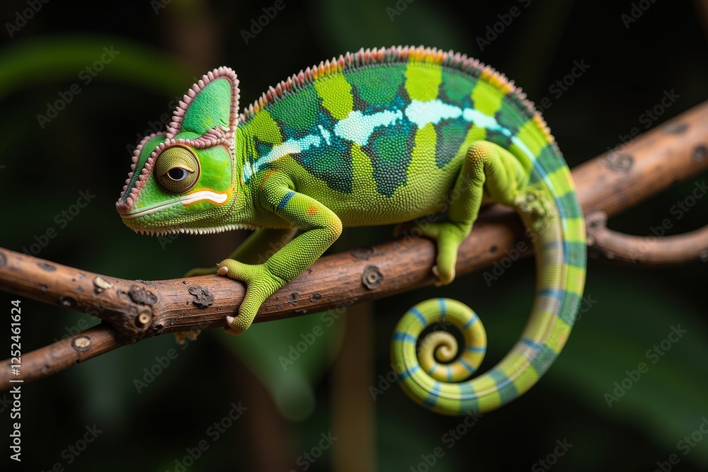 Fototapeta premium Various kinds of animals.A lizard on a branch.