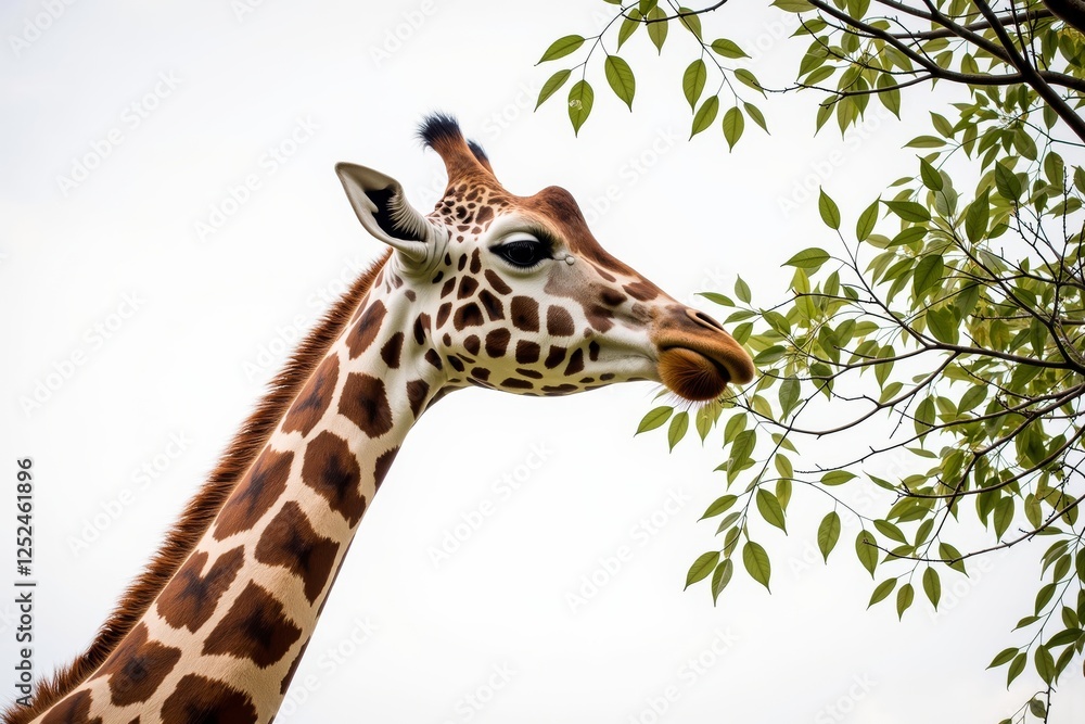 Fototapeta premium Various kinds of animals.A giraffe eats grass.