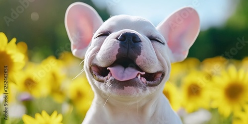 happy bulldog puppy  photo