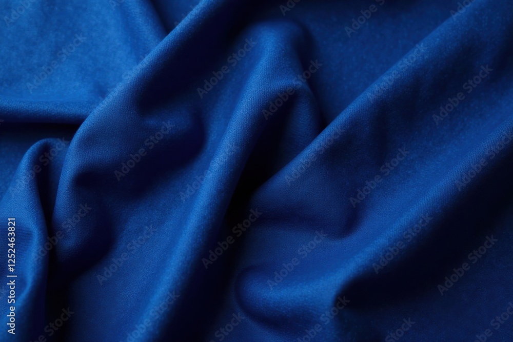 Fototapeta premium Deep Blue Draped Fabric A Textured Close-Up Showing Soft Waves and Gentle Undulations
