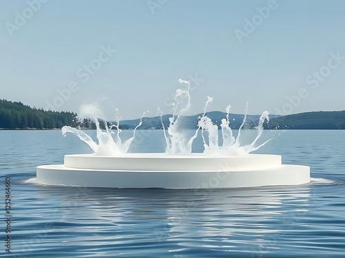 White podium in water