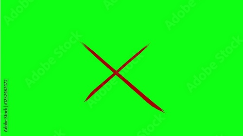 Hand Drawing a Cross Mark on Green Screen