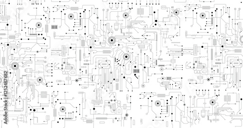 Vector micro chip, micro scheme elements design. Abstract technology, IT thematic background. Future technologies background . 