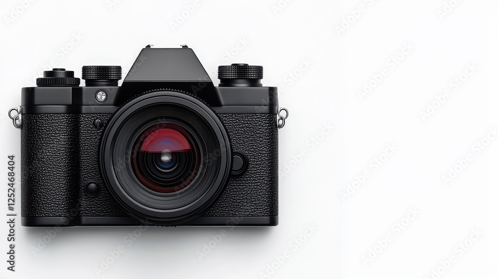 A sleek, modern camera with a distinctive design and a prominent lens, set against a minimalistic white background. A sleek, modern camera with a distinctive design and a prominent lens, set against a minimalistic white background.