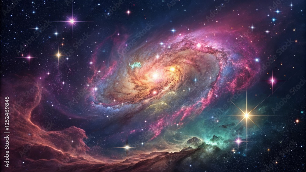 Fototapeta premium Cosmic Spiral Galaxy A Vibrant Nebula Landscape,Space Art,Astronomy Space,Nebula