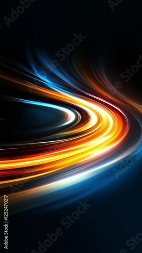 Colorful light trails in motion, abstract digital art with vibrant energy concept