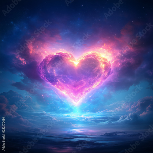 HDR image with striking colors of a light representing love for oneself. Holistically and spiritually