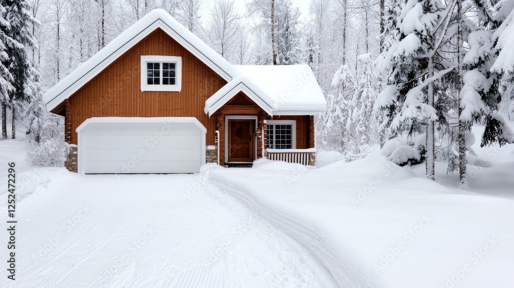 Snowy Cabin in Winter Woods; Peaceful Winter Retreat Snowy Cabin in Winter Woods; Peaceful Winter Retreat