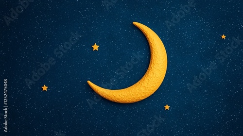 Wallpaper Mural Golden Crescent Moon and Stars Night Sky Celestial Dreamy Background Torontodigital.ca