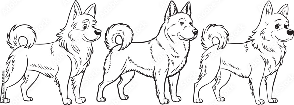 Fototapeta premium vector line art drawing of a dog