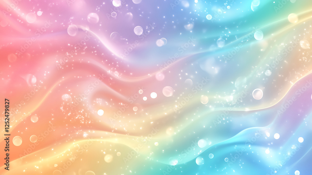 Pastel Waves With Sparkling Lights And Bokeh