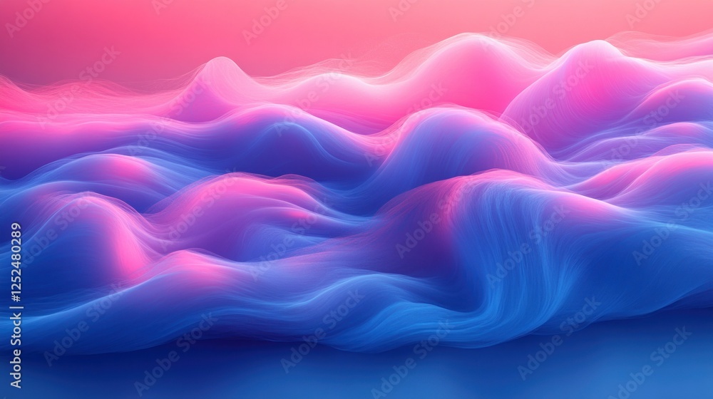 Fototapeta premium Abstract Pink and Blue Waves: A Digital Dreamscape