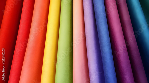 Colorful fabric background with bright patterns and textures. Abstract background.