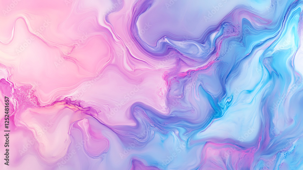 Fototapeta premium Abstract Fluid Painting Pink Blue Swirls