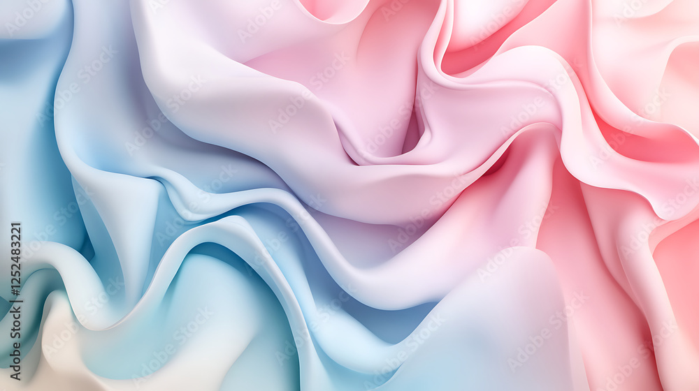 Fototapeta premium Abstract Pastel Swirls of Pink and Blue Fabric