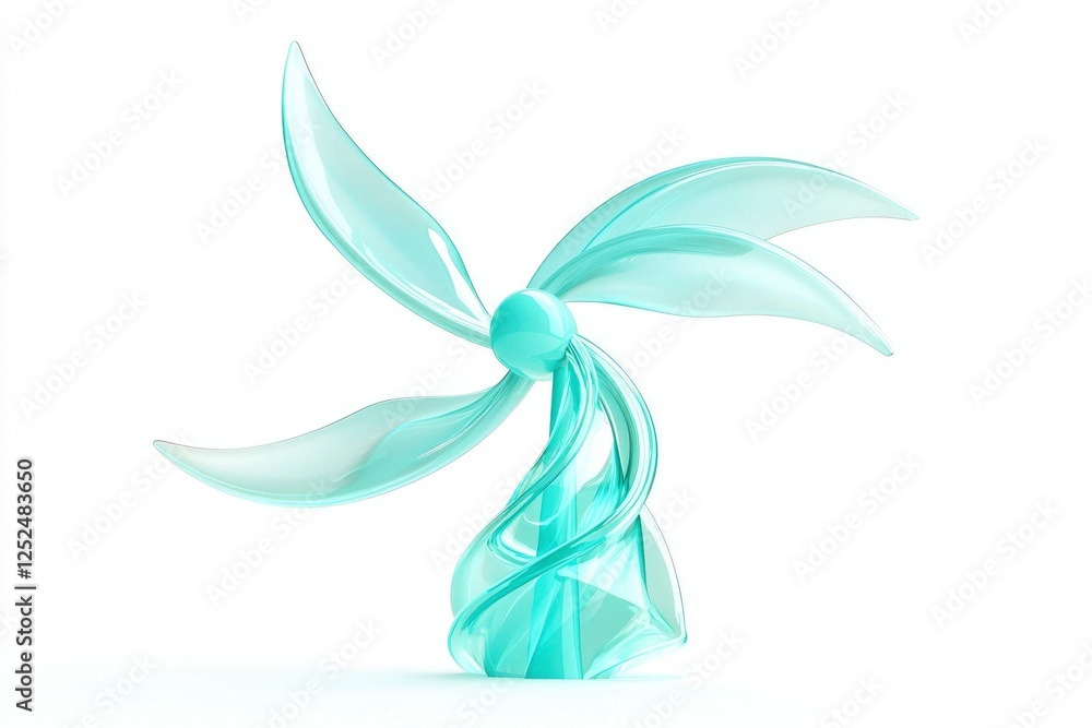 3D rendered teal glass turbine, clean, modern art piece for a graphic design project 3D rendered teal glass turbine, clean, modern art piece for a graphic design project