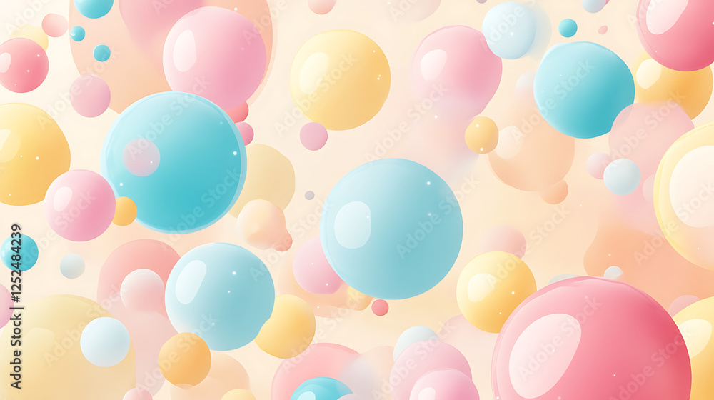 Pastel Colored Spheres Floating in Soft Light Pastel Colored Spheres Floating in Soft Light