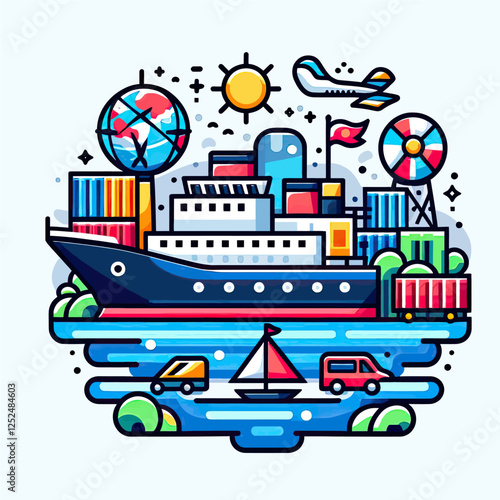Cargo ship at sea (2)