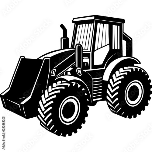 Wheel Loader silhouette white background