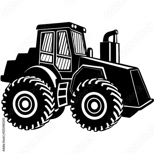 Wheel Loader silhouette white background