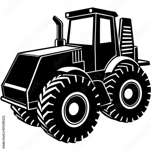 Wheel Loader silhouette white background