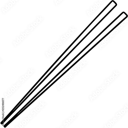 Chopsticks and Bowl Clean Line Art Vector
