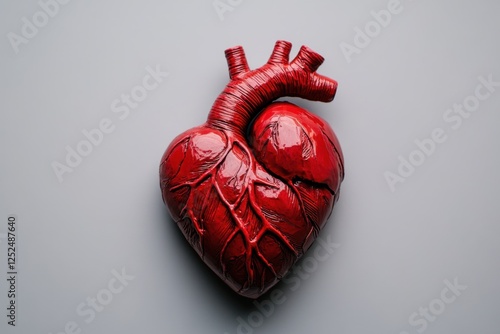 Anatomical heart model in red with realistic vein details photo