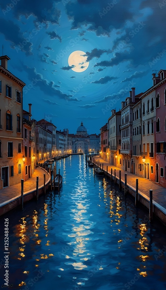 venice night landscape illustrat oil plywood painting night landscape venice painting oil plywood