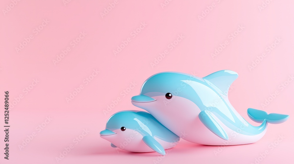 Cute Cartoon Dolphins on Soft Pink Background for Kids' Decor Cute Cartoon Dolphins on Soft Pink Background for Kids' Decor