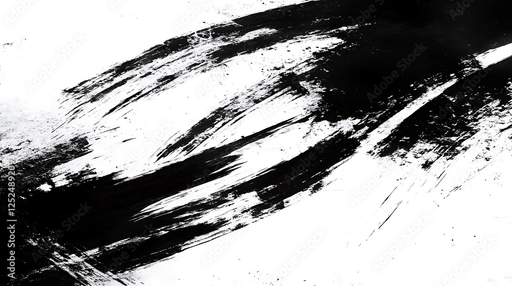 Black ink brush strokes white background Black ink brush strokes white background