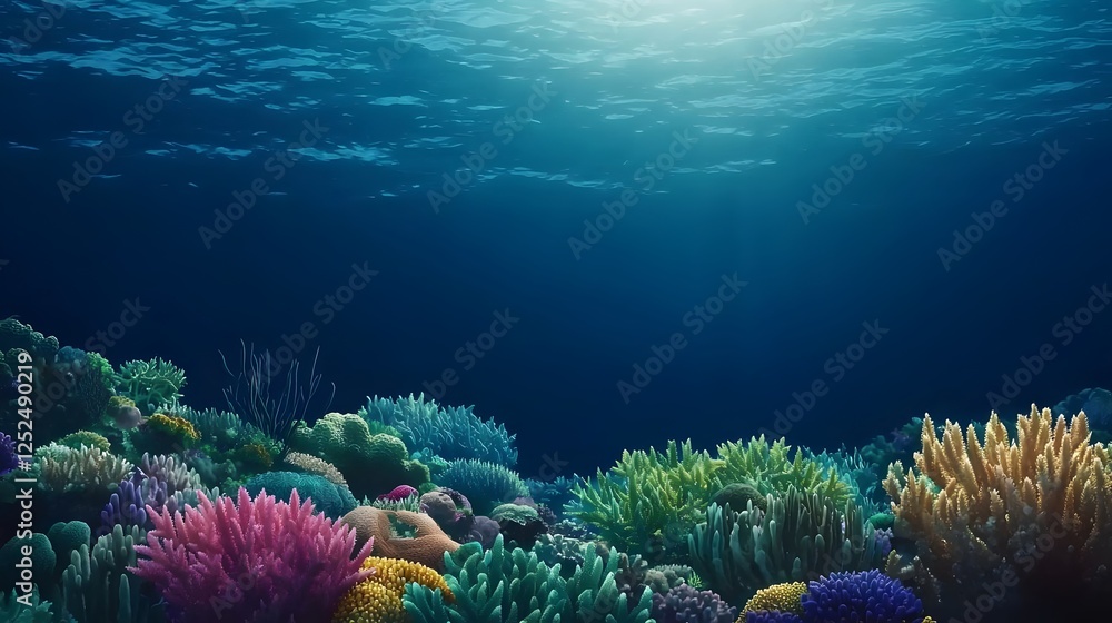 Fototapeta premium Vibrant Coral Reef Underwater Scene Ocean Life Marine Nature