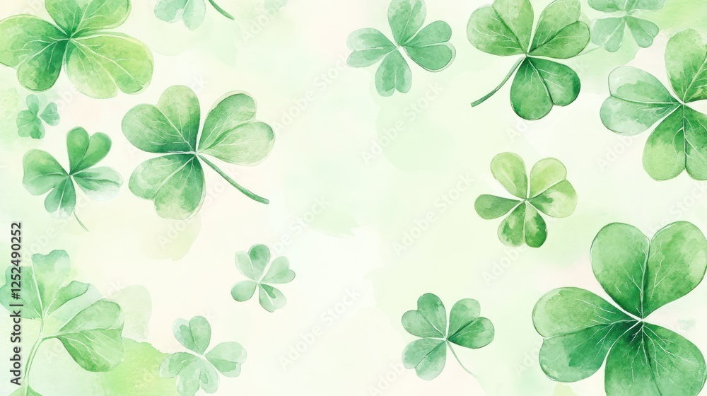 Watercolor clover leaves, spring background, design, celebration Watercolor clover leaves, spring background, design, celebration