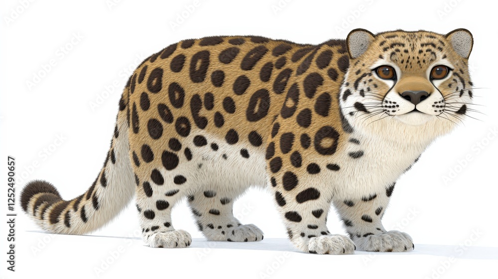 Fototapeta premium Realistic cartoon jaguar character with detailed fur and spots