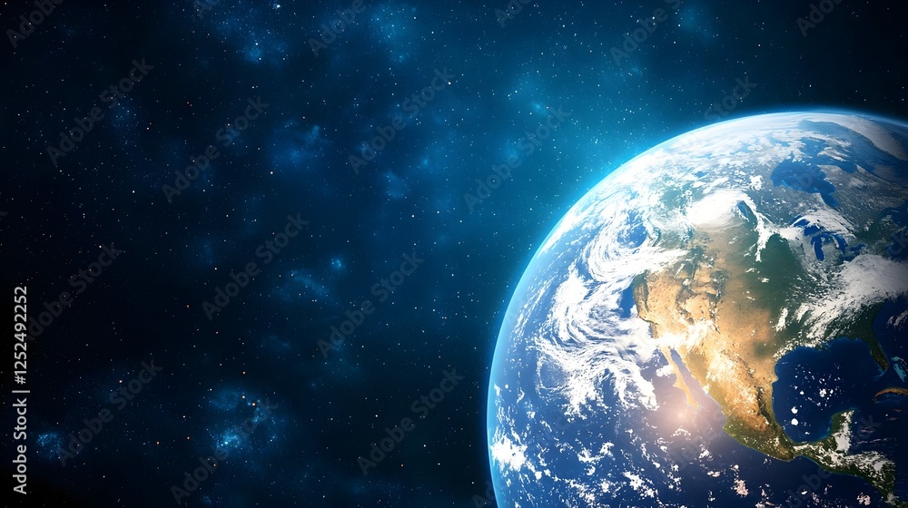 Fototapeta premium Stunning Earth From Space Blue Planet Galaxy Cosmos World