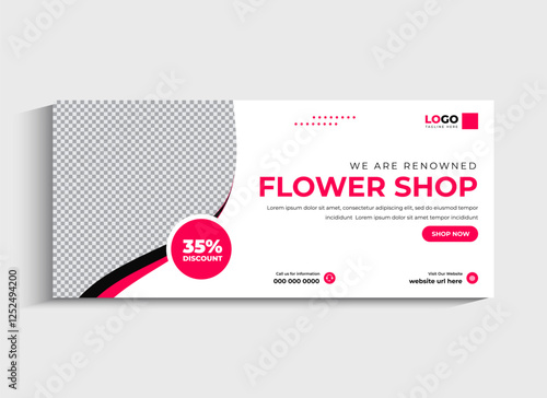 Flower Shop social media Facebook cover or web banner template