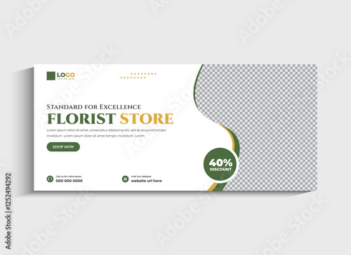 Flower Shop social media Facebook cover or web banner template