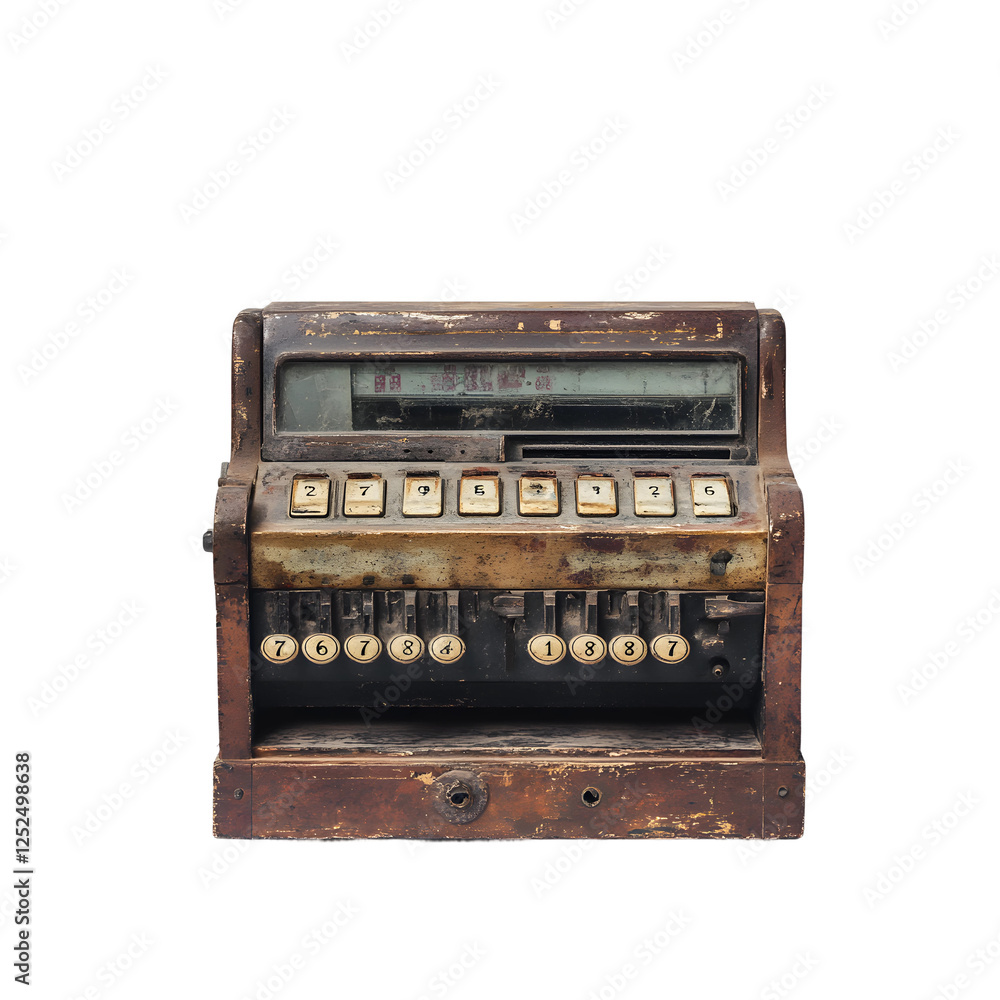 Photorealistic Shot of a Mechanical Cash Register Photorealistic Shot of a Mechanical Cash Register