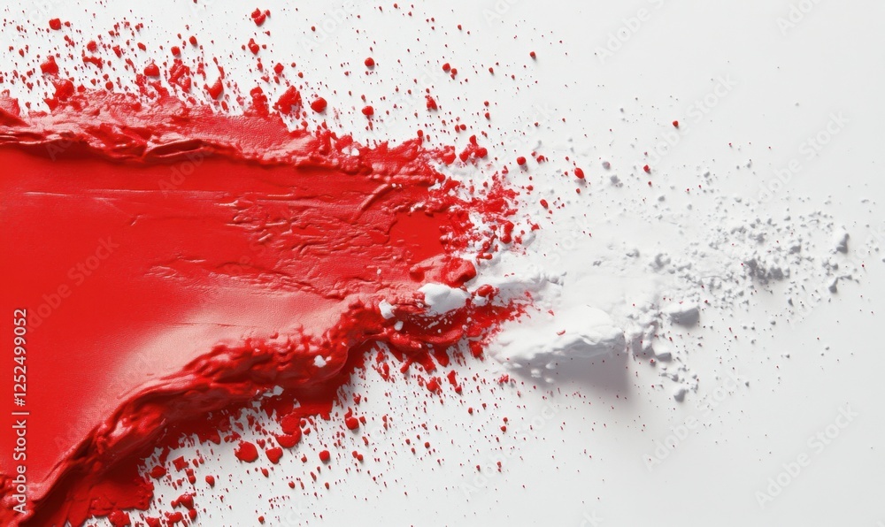 Red and white paint clashing, abstract art, textured background, design element Red and white paint clashing, abstract art, textured background, design element