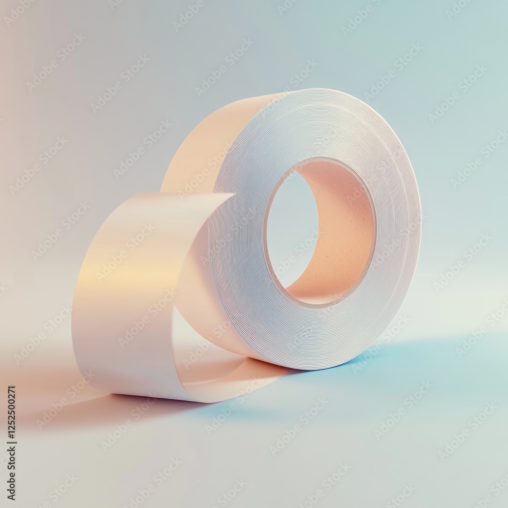 White adhesive tape roll on pastel background. Packaging mockup White adhesive tape roll on pastel background. Packaging mockup