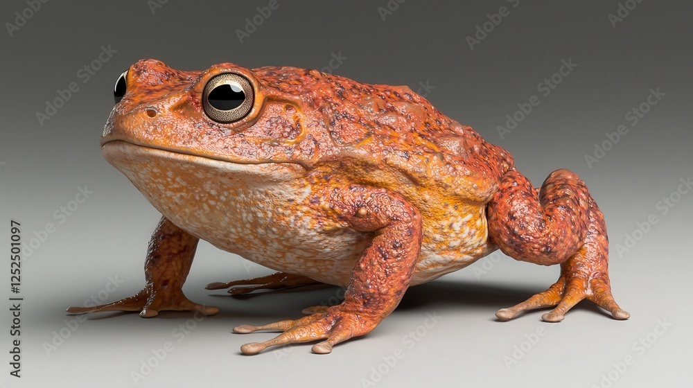 Fototapeta premium Realistic Close-up of an Orange Textured Frog on Neutral Background